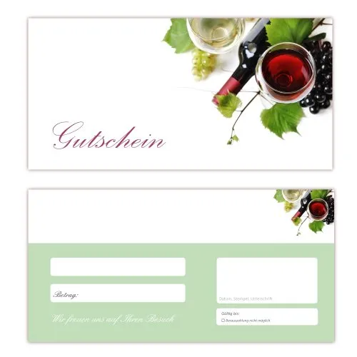 Geschenkgutscheine (Wein-645) - Ein schönes Produkt für Ihre Kunden. Gutscheine Gutscheinkarten für Bereiche wie Freizeit, Wellness, Feier, Geschenk, Getränke und weitere 50