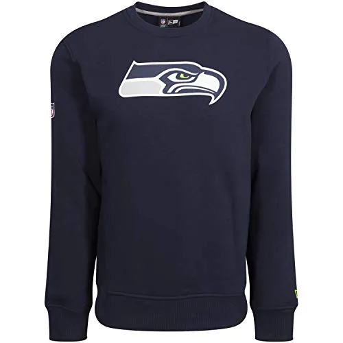 New Era Team Logo Crew Pullover Men - Seattle Seahawks - Navy, Größe:L - Sport Fan Bekleidung, offizieller NFL Merchandise von New Era für echte Seahawks-Fans, ideal für jeden Anlass.