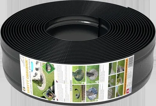 AMISPOL Elastische Rasenkante Kunststoff schwarz 12 m (125/4 mm) - Beeteinfassung Rund - Beetumrandung für Kurven - Blumenbeet Umrandung unsichtbar - Rasen und Beetbegrenzung aus stabilem Plastik