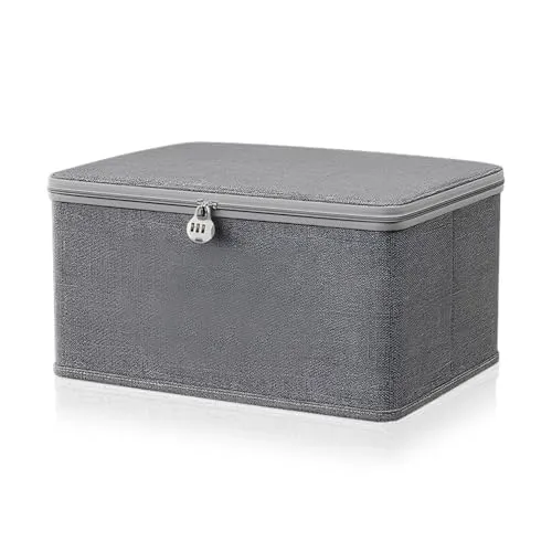 YZROHYI VerschließBare Box AbschließBar 30 x20 x14 cm,Faltboxen Mit Deckel,Aufbewahrungsbox Mit Schloss,Stoffbox,Stoffkisten,Abschliessbare Box,Kleideraufbewahrung Boxs für Kleidung
