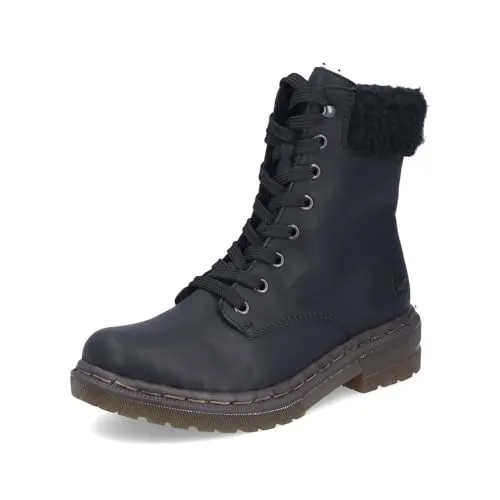 Winterstiefelette RIEKER für Damen, Gr. 40, schwarz - Wanderschuhe aus Lederimitat und Textil mit warmem Innenfutter. Ideal für kalte Tage, bequem durch gepolsterte Innensohle und praktischen Innenreißverschluss.