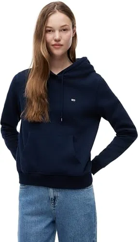 Hoodie TOMMY JEANS "TJW REG S FLAG HOODIE" - Damen Sweatshirt in Dark Night Navy, mit praktischer Kapuze und Logo-Flag. Der bequeme regular fit sorgt für optimale Bewegungsfreiheit.