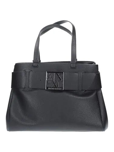 Armani Exchange Shopper Tasche 39 cm - Schwarz - Handtaschen mit praktischem magnetischen Verschluss, ideal für moderne Damen, die Stil und Funktionalität schätzen. Genügend Platz für Essentials und ein Reißverschlussfach für Wertsachen.