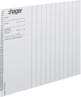 Hager ZZ90B Beschriftungsbögen, univers Z, Installationsnummer, DIN A4, 1 Pack=10 Stück