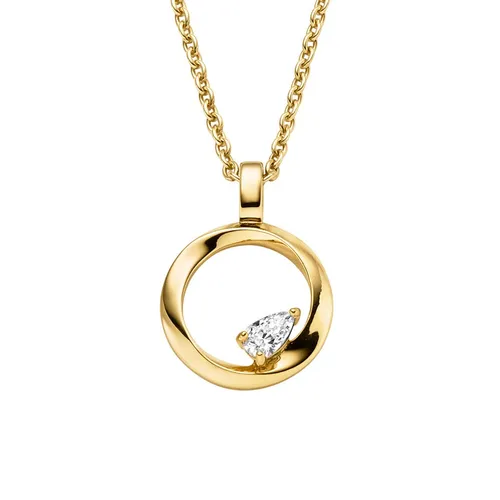 Viventy Halskette mit Anhänger Kreis Zirkonia Silber Vergoldet 788692 - Elegante Halskette aus Sterlingsilber mit vergoldetem Anhänger im Kreisdesign. Der funkelnde Zirkonia verleiht jedem Outfit einen Hauch von Glamour. Ideal für Damen, Länge 45 cm.
