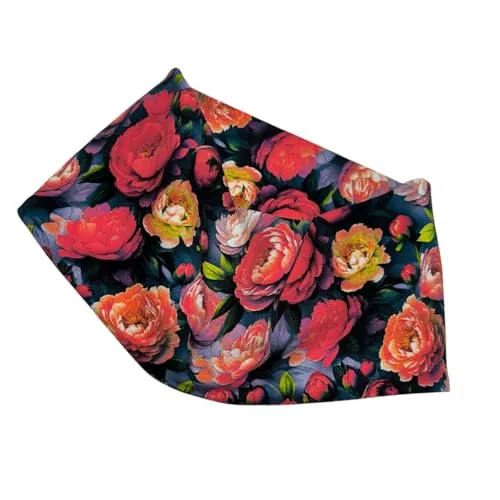 Extra breite Haarbänder aus Baumwoll-Jersey, Nähmanufaktur aus Ostfriesland (Blumen-Rot)