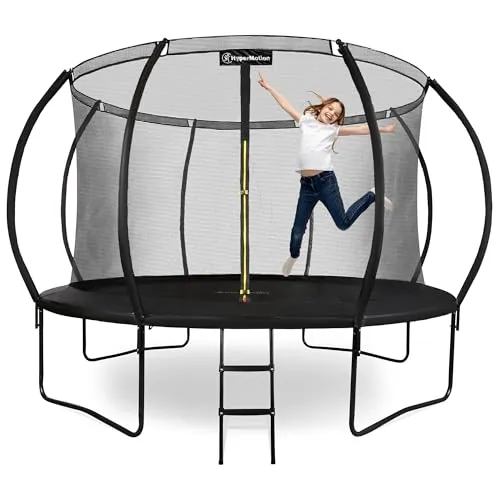 HyperMotion Gartentrampolin mit Leiter und Innennetz - Trampolin für sicheres Springen, mit maximalem Benutzergewicht von 150 kg und ideal für Kinder ab 3 Jahren, Sicherheitsnetz und Leiter inklusive.