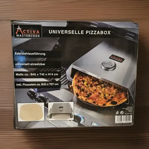 ACTIVA Pizza Box - Edelstahl Pizzaaufsatz für Grill - Haushaltsgroßgeräte: Verwandeln Sie Ihren Grill in einen Pizzaofen! Mit dem hochwertigen Edelstahlaufsatz und dem Pizzastein zaubern Sie Pizza in Restaurant-Qualität.
