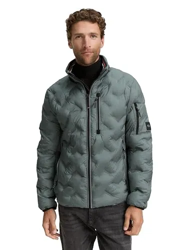 TOM TAILOR Winterjacke - Funktionsjacke aus wasserabweisendem Material, gesteppte Hybrid-Übergangsjacke mit praktischen Reißverschlusstaschen und verstaubarer Kapuze für optimalen Schutz.