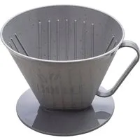 Fackelmann Filterhalter Eco, grau 33015 - Nachhaltiger Kaffeefilterbehälter für Filtergröße 4, ca. 15 x 10,5 cm, mit attraktivem Schriftzug „Coffee“ und Griff. Spülmaschinengeeignet und "Made in Germany".