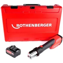 Rothenberger ROMAX 4000 CAS Akku Pressmaschine 18 V - Akku Pressmaschine mit 34 kN Presskraft, inklusive 1x 8,0 Ah Akku und Koffer - ideal für professionelle Rohrverbindungen.