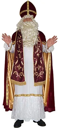 MAYLYNN Nikolaus Kostüm DeLuxe XXL - Kostüm-Outfits für Erwachsene - Hochwertiges, 4-teiliges Nikolaus Kostüm mit edlem Umhang, goldenen Bordüren und beeindruckender Stola, ideal für Weihnachten und Fasching.