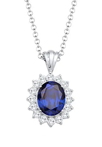 Elli Halskette Silber 925 mit Saphir und Zirkonia - Elegante Damenkette 45 cm - Schlichte Eleganz: Diese 45 cm lange Elli Halskette aus 925 Sterling-Silber besticht durch einen funkelnden Saphir und Zirkonia. Ideal als Geschenk für besondere Anlässe oder den Alltag.