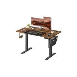 SONGMICS Höhenverstellbarer Schreibtisch, Vintagebraun-Schwarz - Schreibtisch mit elektrischem Höhenversteller, ideal für ergonomisches Arbeiten und Platz für Zubehör dank integriertem Organizer. Perfekt für Home Office.