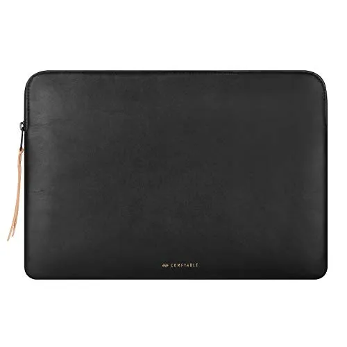 Comfyable Laptophülle Kompatibel für 13 Zoll MacBook Pro/MacBook Air M4 M3 M2 M1 & MacBook Pro 14-in M4 M3 M2 2023, PU Leder Laptoptasche 13-14 Zoll wasserdichte Schutzhülle für Mac, Schwarz