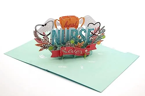 ASVP Shop 3D-Pop-Up-Karte mit Aufschrift 'Best Nurse Ever', Dankeskarte, Geschenk für Krankenschwester, NHS-Helden