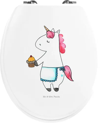 Mr. & Mrs. Panda klo deckel Einhorn Muffin - Weiß - Geschenk, WC-Sitz, holz wc sitz, Grüße, Toilettendeckel, Unicorn, Liebesgrüße, Geburtstag, Klobrille, Geburtstagsgrüße