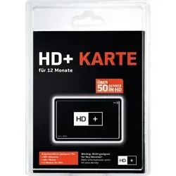 HD+ Karte für 12 Monate - Brillante HD-Qualität ohne Abo - CI-Module für Satellitenempfang, ermöglicht Zugang zu 23 privaten HD- und 2 UHD-Sendern sowie 40 frei empfangbaren HD-Sendern, kinderleichter Austausch ohne Vertragsbindung.