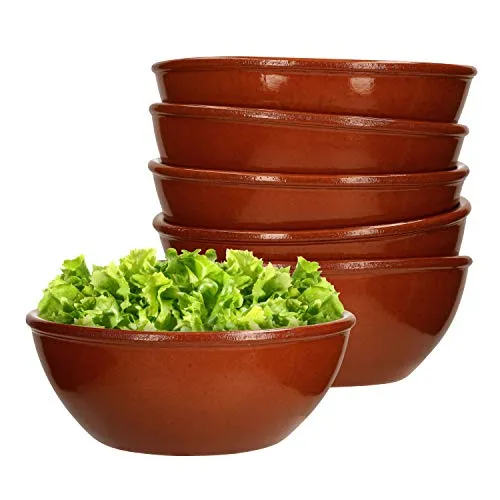 MamboCat Servier-Schale Tonware I 6er Set I Ø 16 cm I Größe M I Mediterran I Glasiert I Unikat Handarbeit I Antike/Vintage I Mittelalter I Wikinger