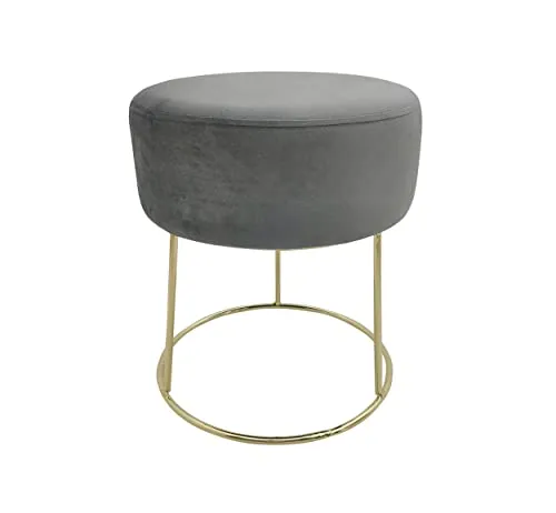 ECHTWERK runder Sitzhocker Marilyn - Schminktischbänke & -hocker, eleganter Samtstoff mit robusten Metallbeinen in Gold, belastbar bis 150 kg für hohen Sitzkomfort.