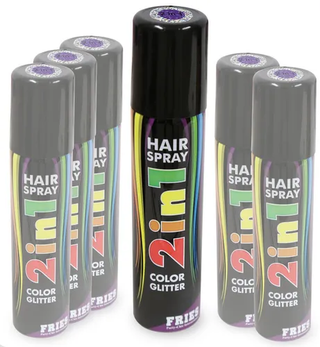 Fries Haarfarbe Haarspray 2 in 1 Color Glitter Haar Spray farbiges Sprühdose 100ml, Lila