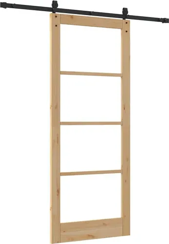 vidaXL Schiebetür Braun 86 x 211 cm - Haustür aus Holz und Metall, ideal für stilvolle Innenräume mit funktionalem Stauraum und einfacher Handhabung dank der praktischen Schiebetür.