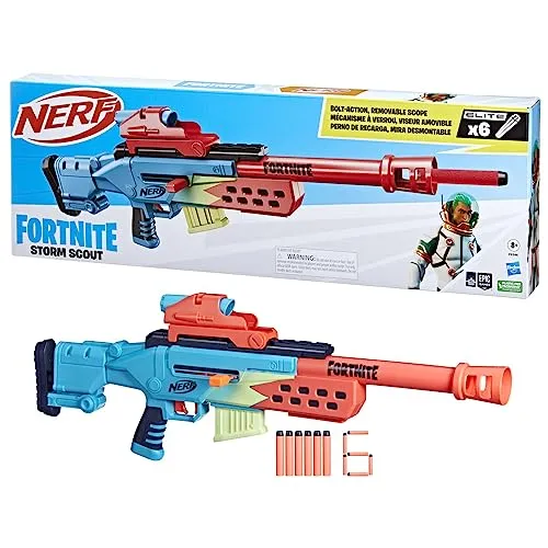 Nerf Fortnite Storm Scout Blaster - Spielzeug-Schaumstoff-Blaster mit Bolzen-Action, 80 cm lang und inklusive 6 Nerf Elite Darts - das perfekte Geschenk für Fortnite-Fans!