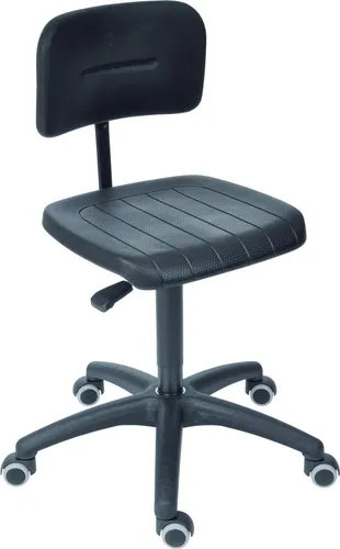 STIER Ergonomischer Arbeitsstuhl mit Doppelrollen - Sonstige Werkzeuge - Höhenverstellbarer Arbeitsstuhl (470-660 mm) mit geformtem Polyurethan-Sitz und pendelnd gelagertem Rückenteil für optimalen Sitzkomfort und Stabilität.