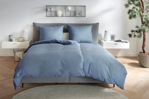 Hahn Baumwolle Stone Washed Bettwäsche 2 TLG. - Denim - Bettwäsche-Sets aus 100% Baumwolle, besonders weich, strapazierfähig und pflegeleicht. Ideal für ganzjährigen Komfort, schadstoffarm und hautsympathisch nach Oeko-Tex zertifiziert.