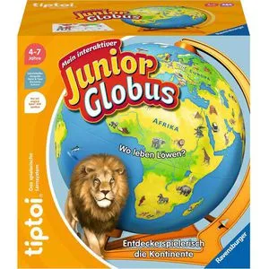 Ravensburger tiptoi 00115 - Mein interaktiver Junior Globus, fördert spielerisch Geografie-Wissen für Kinder ab 4 Jahren