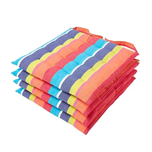 Homescapes Stuhlkissen 4er-Set - Gestreiftes Sitzkissen aus 100% Baumwolle - Kissen für Stühle, bequem und dekorativ, waschbar und ideal für drinnen. Das 4er-Set sorgt für ein stylisches Ambiente und ist durch die Baumwolle besonders angenehm.