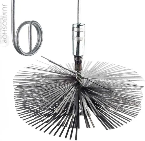 HOLZBRINK 275mm Kaminbesen Schornsteinbesen aus Federstahl + 5m Flexstange M12 -- Kehrbesen Zugbesen Rußbesen Schornsteinfeger Besen Kamin reinigen Schornstein gemauert