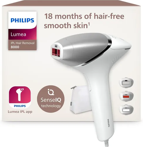 Philips Lumea 8000 Series IPL-Haarentfernungsgerät - IPL-Gerät für effektive Haarentfernung mit SenseIQ Technologie, 86% Haarreduzierung nach 18 Monaten, ideal für Körper, Gesicht und Präzisionsbereiche.