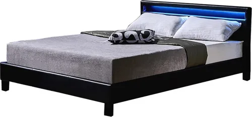 HOME DELUXE Bett LED Bett ASTRO - 2-tlg. Set mit Lattenrost - Bett und Lattenrost in einem Set, mit extra großem gepolstertem Kopfteil und LED-Beleuchtung für ein modernes Schlafzimmerdesign.