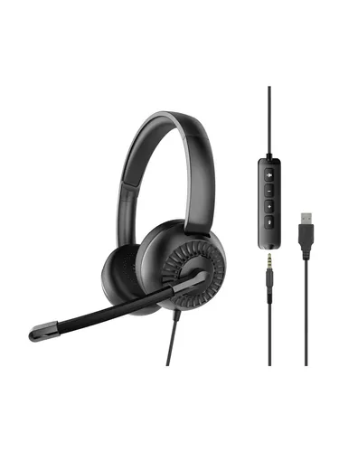METIS USB - Stereo Headset mit Kabel, leicht und bequem für Home Office und Videoanrufe, inklusive Lautstärkeregelung und Mute-Funktion