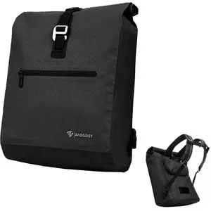 Radgeist Gepäckträgertasche RG-BPD-BL-33, schwarz, 20 Liter - Wasserdichte Fahrradtasche mit 20 Litern Volumen. Praktisch als Rucksack nutzbar, mit verstellbaren Befestigungshaken und reflektierenden Elementen für bessere Sichtbarkeit.