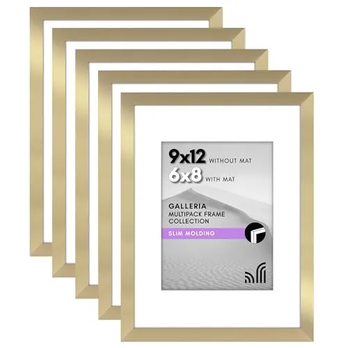 Americanflat 22,9 x 30,5 cm großes Bilderrahmen-Set in Gold – Verwendung als 15,2 x 20,3 cm Bilderrahmen mit Passepartout oder 22,7 x 30,5 cm Rahmen ohne Passepartout – Bilderrahmen Collage