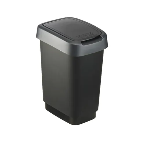 Rotho Mülleimer Twist 1754508850, silber, 50 Liter - Haushaltszubehör mit geräuschlosem Schwingdeckel, ideal für Küche und Büro. Hochwertiger Kunststoff schützt vor Fingerabdrücken und sorgt für eine saubere Optik.