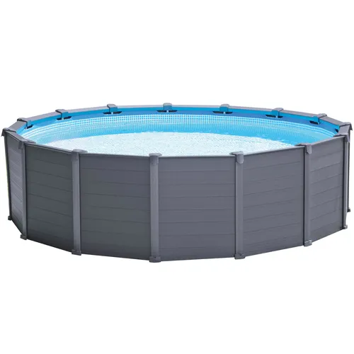 Intex Frame Swimming Pool Set "Graphit", graphit, Ø 478 x 124 cm, Inkl. Sandfilteranlage