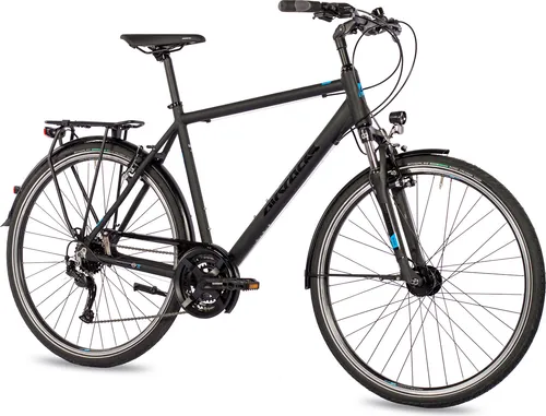 Airtracks Trekkingrad Herren 28 Zoll - 24 Gang SHIMANO ALIVIO - Robustes Trekkingrad mit 28 Zoll Rädern und 24 Gängen für vielseitige Einsätze. In elegantem Schwarz matt erhältlich, ideal für Fahrten innerhalb der StVZO.