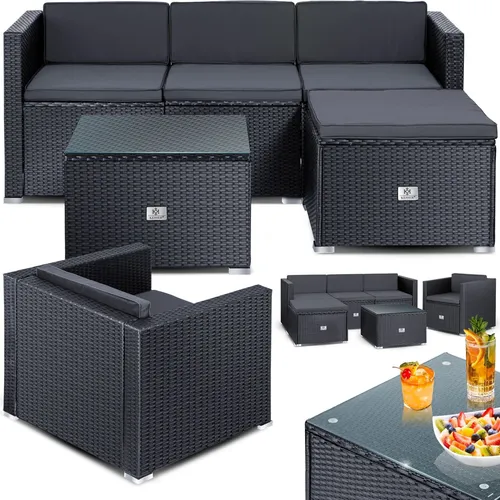 KESSER® Polyrattan Lounge Aruba - Gartenmöbel-Set für 4-5 Personen - Möbelsets: Stilvolle Gartenlounge mit wetterfestem Material, ideal für entspannte Stunden im Freien und platzsparend für Balkone.