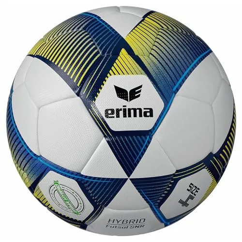 Erima Unisex Jugend HYBRID LITE 290 Fußball - New Navy/Gelb, 4 - Futsal-Ball mit strapazierfähigem PU-Obermaterial und innovativer 32-Panel-Konstruktion für optimale Rundheit. Ideal für Nachwuchsspieler, um ihr Spiel zu verbessern.
