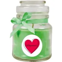 HS Candle Duftkerze & Bonbon Glas Herzen Kokos Grün
