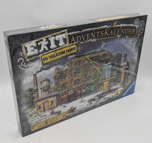 Ravensburger 18233 - EXIT Adventskalender "Die verlassene Fabrik", 25 spannende Rätsel für EXIT-Begeisterte ab 10 Jahren, interaktive Abenteuerreise durch eine alte Spielzeugfabrik