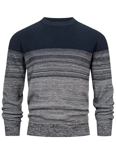 Indicode Herren INMoltilion Strickpullover aus 100% Baumwolle | Leichter Strickpullover für Männer Lt Grey Mix, XXL - Weicher und atmungsaktiver Strickpullover aus 100% Baumwolle für hohen Tragekomfort. Modernes Design mit einem besonderen Akzent. Ideal für den täglichen Einsatz und angenehm leicht.