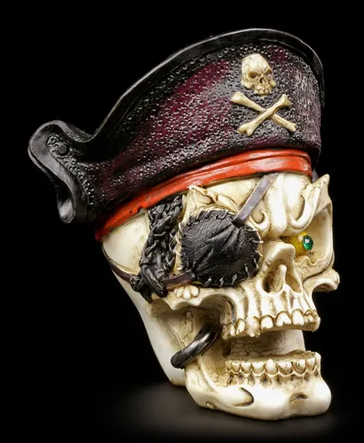 Totenkopf mit Piratenmütze - Figur Schädel Pirat Kapitän Totenschädel Skull