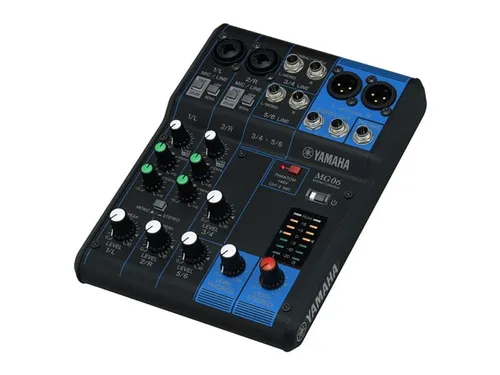 Yamaha MG06 Mischpult – Kompaktes 6-Kanal-Mischpult mit D-PRE-Vorverstärkern - Mischpulte: Hochwertiges 6-Kanal-Mischpult mit D-PRE-Mikrofonvorverstärkern für klaren Sound - ideal für Solo-Künstler und kleine Bands.