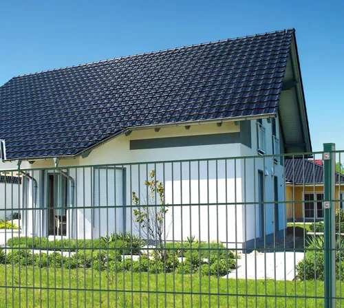 Peddy Shield Doppelstabmattenzaun Set, 10 m - Doppelstabmattenzaun, 103 cm hoch, ideal für Sicherheit und Sichtschutz im Garten, inklusive 5 Matten und 6 Pfosten für eine stabile Konstruktion.