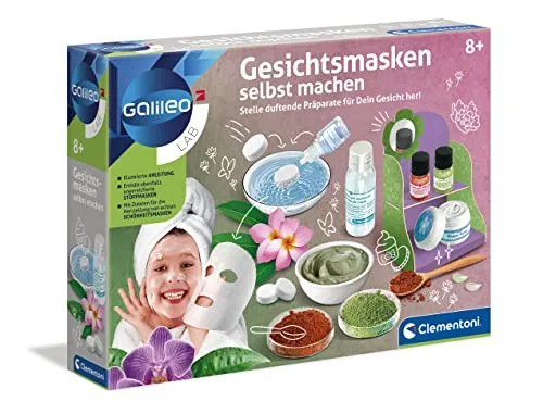 Clementoni Galileo Lab – Gesichtsmasken selbst Machen - Experimentierkasten für Kinder ab 8 Jahren, um kreative Pflegemasken mit duftenden Stoffen herzustellen und in die Welt der Kosmetik einzutauchen.