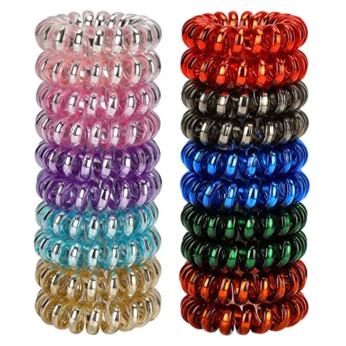 JessLab Spiral-Haargummis, 20 Stück Spurlose Telefonkabel-Haargummis Ohne Falten Spiralarmband Kunststoff Coil Pferdeschwanz Halter No-damage Stirnband Haarschmuck für Mädchen Frauen Damen Geschenk